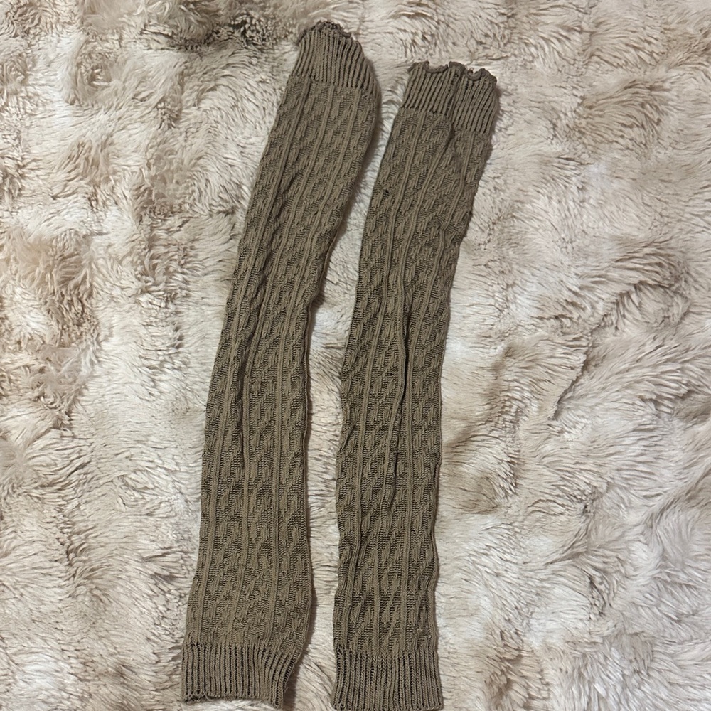 SHEIN Brown Cable Knit Leg Warmers